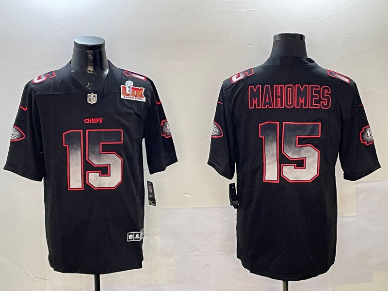 Men Kansas City Chiefs #15 Mahomes black Rainbow 2025 Nike Limited NFL Jersey style 9